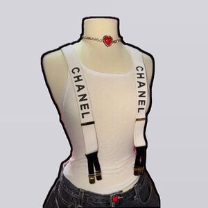 Vintage Chanel suspenders off white ivory